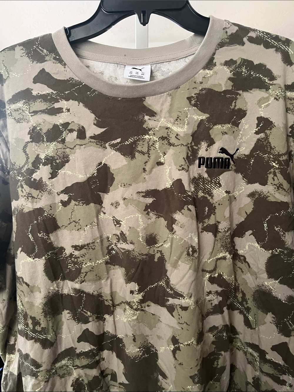 Puma Short Sleeve Camo Crewneck Shirt - Olive, Tan